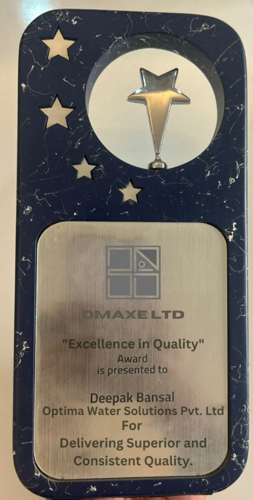 Optima Water Solutions industry recognition award 5